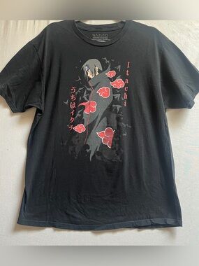Naruto Shippuden Itachi Size XL Black Cotton Graphic T Shirt
